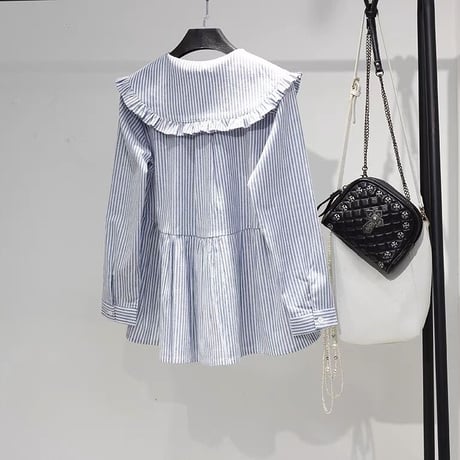 big collar stripe blouse