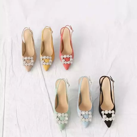 ビジュー付パンプス　6cm