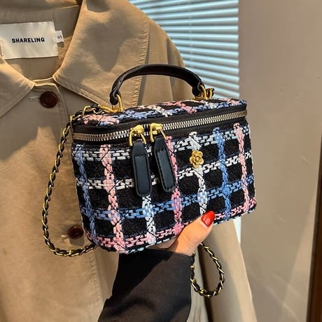 flower point colorful check bag