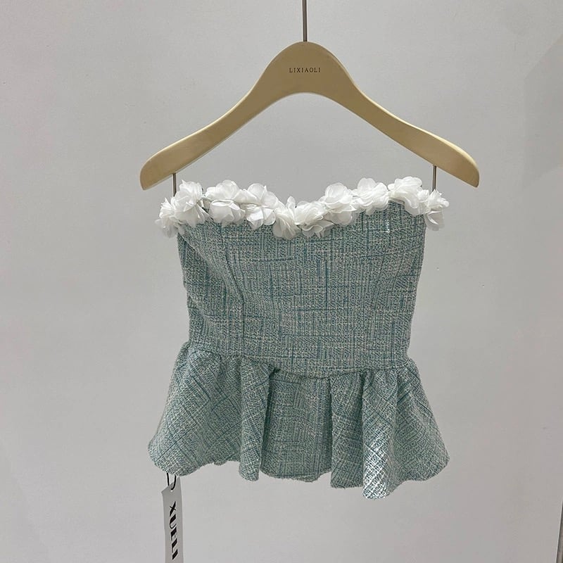 flower tweed peplum tops | BrillantSelect Store