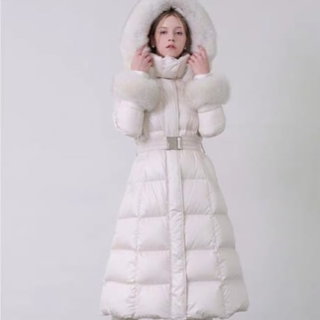 fox fur long down coat