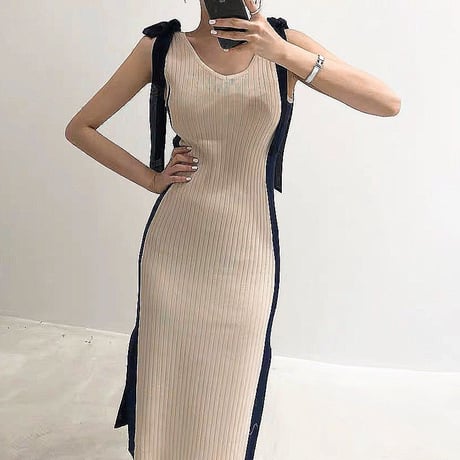 【即納あり】shoulder ribbon onepiece