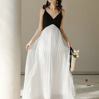bi-color pleats camisole onepiece