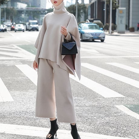 【即納】high neck poncho  setup