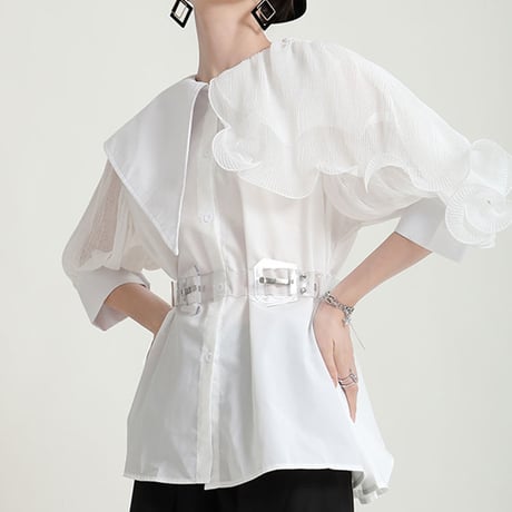 異素材 collar shirt