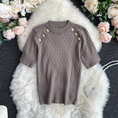 gold button summer knit