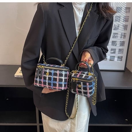 flower point colorful check bag