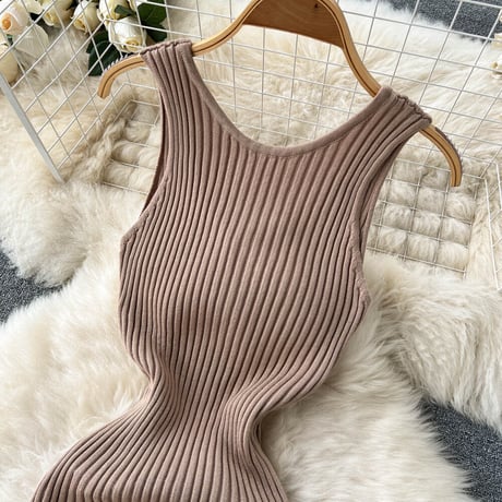 back cross knit onepiece