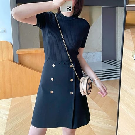 gold button knit onepiece