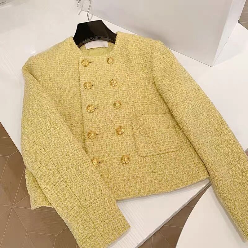 Chanel yellow 2025 tweed jacket