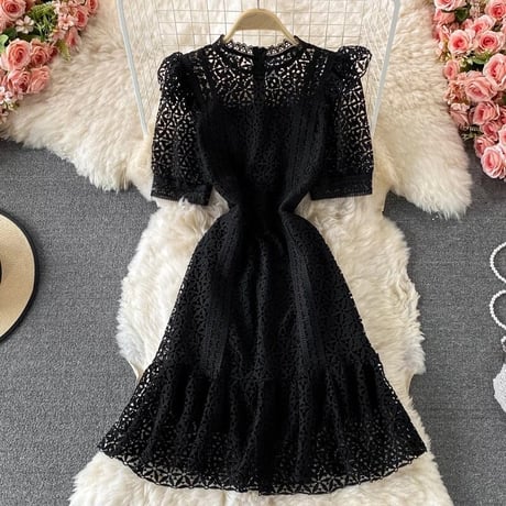 Puff sleeve lace onepiece