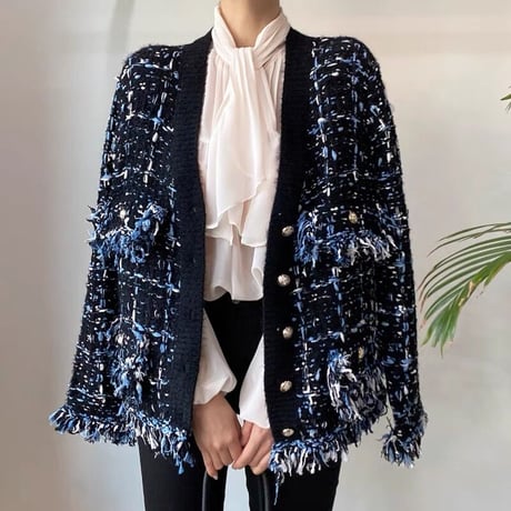 tweed knit cardigan
