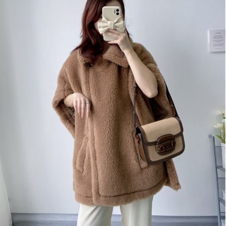 ウール poncho coat