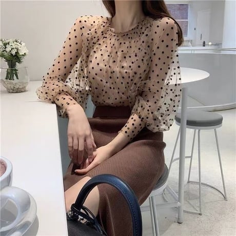 see-through dot blouse