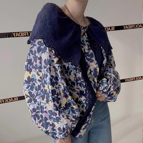 lace collar flower blouse