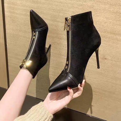 double zipper short boots
