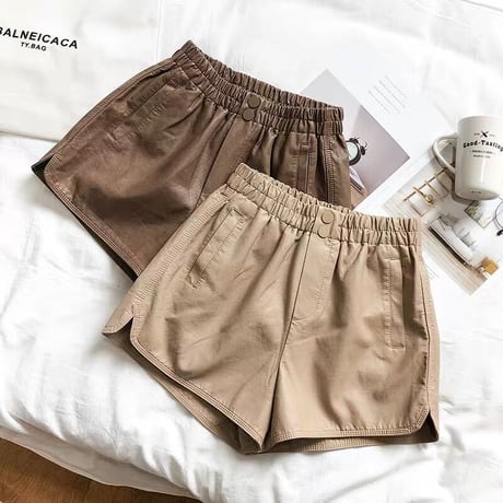 puレザー short pants