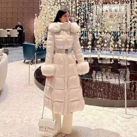 fox fur long down coat