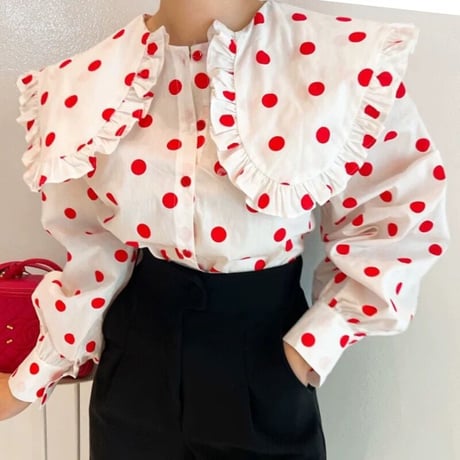 big collar dot blouse