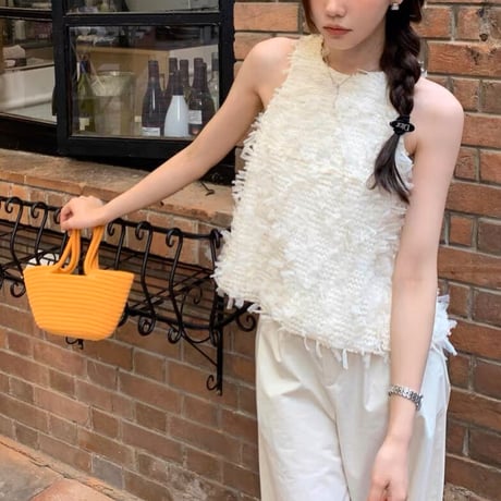 sleeveless feather tops
