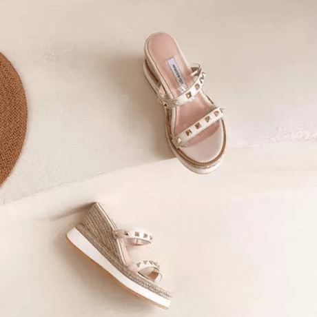 Genuine leather studs sandals