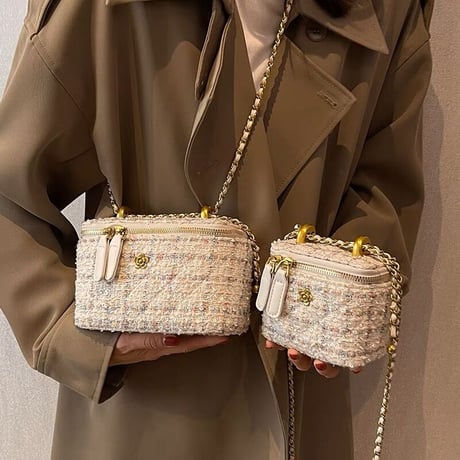 flower point tweed mini bag