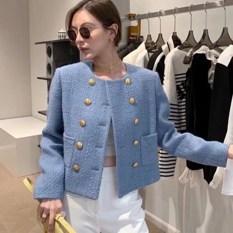 gold button tweed jacket