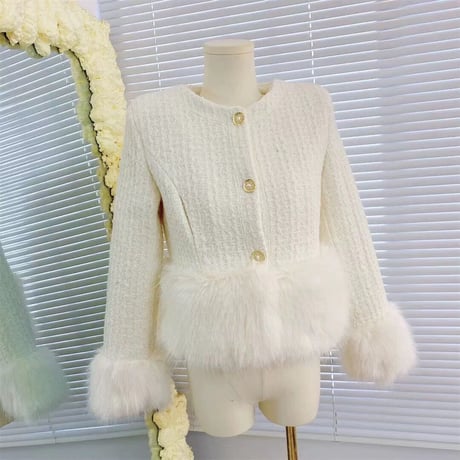 eco fur  tweed jacket