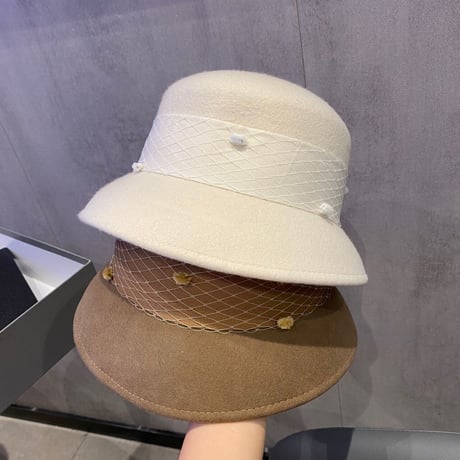 ribbon tulle wool hat