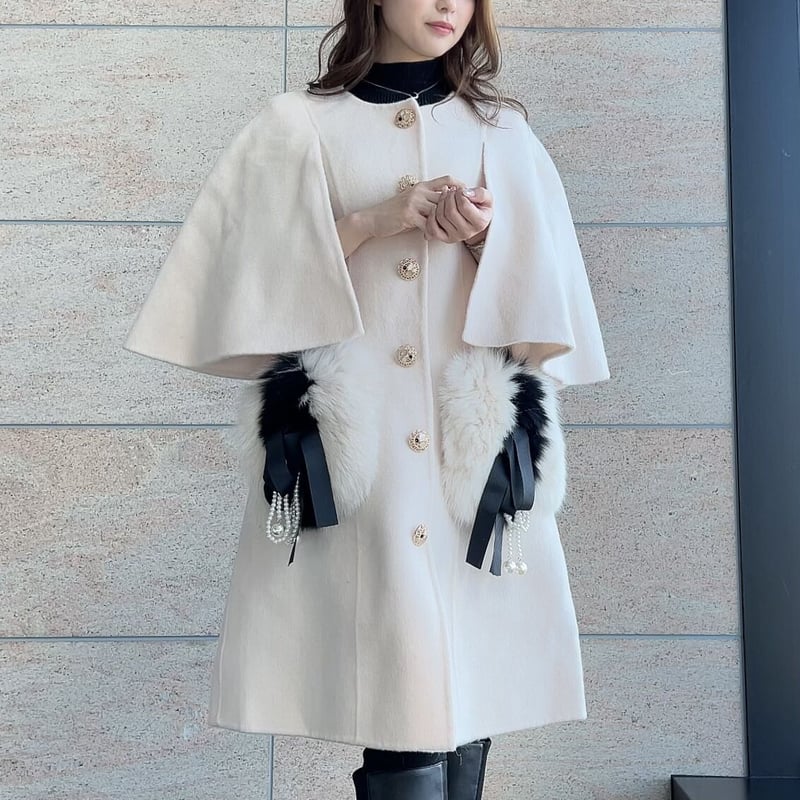即納】fox fur cape coat | BrillantSelect Store