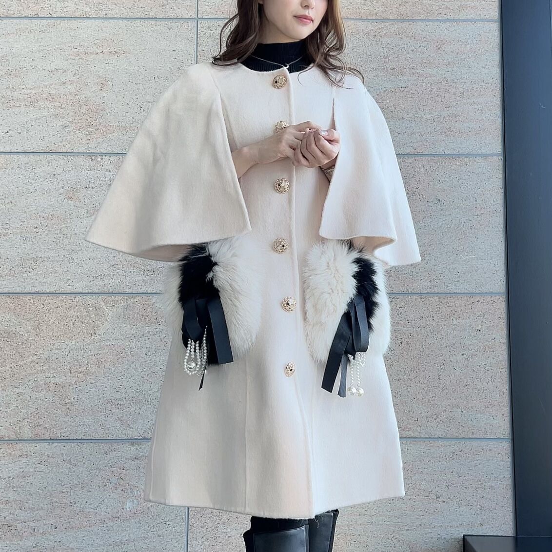 即納】fox fur cape coat | BrillantSelect Store