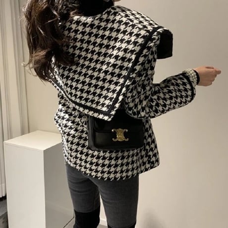 千鳥柄 big襟 コート