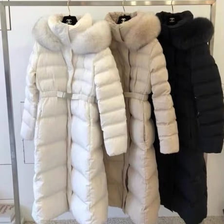 fox fur long down coat