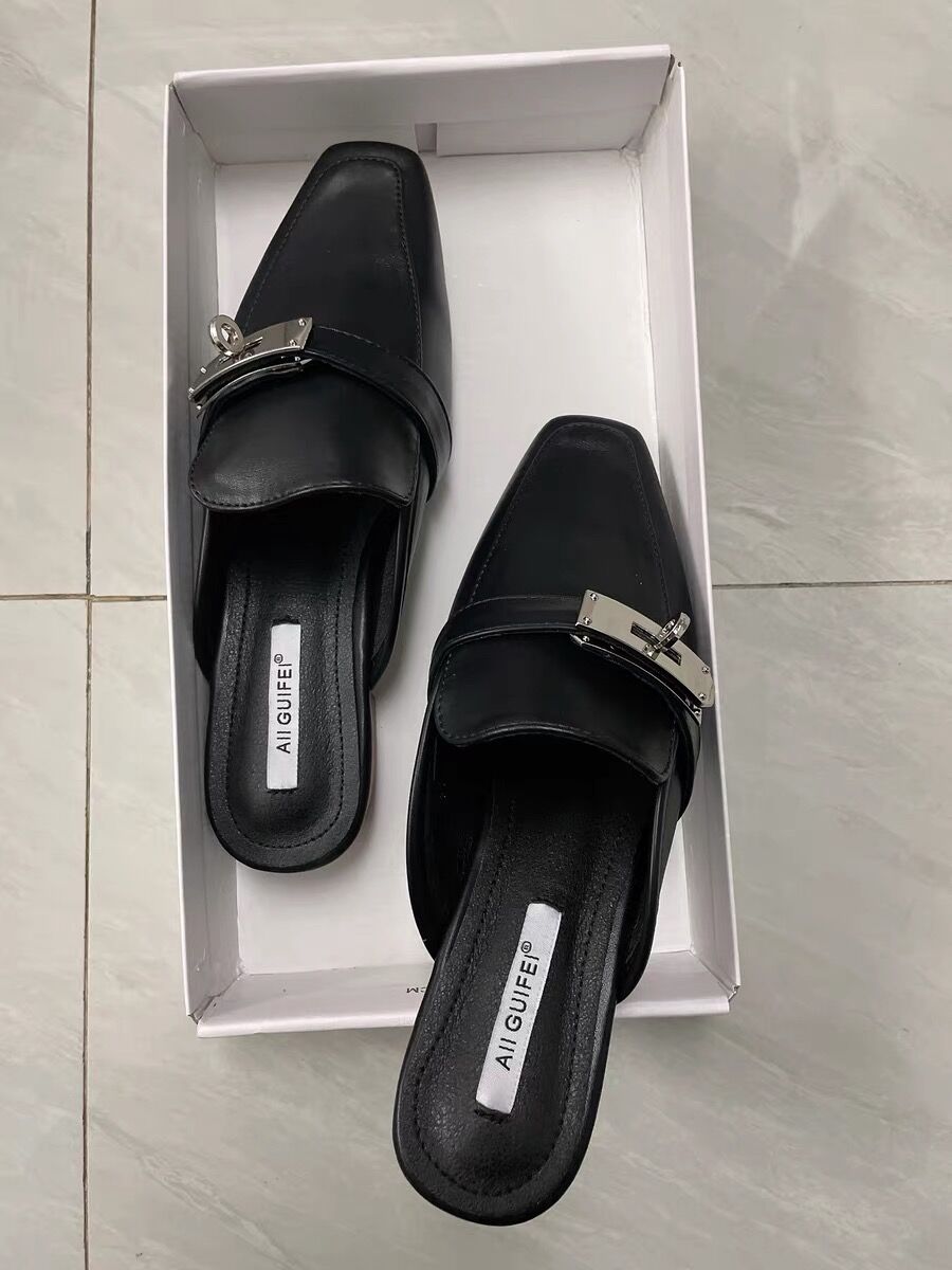 yu@　Square Buckle Mules Square Buckle Mules