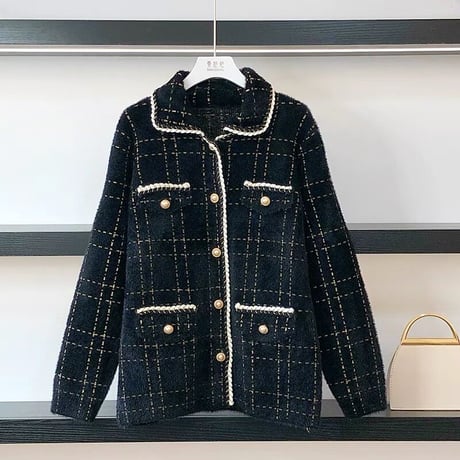 襟付き cardigan