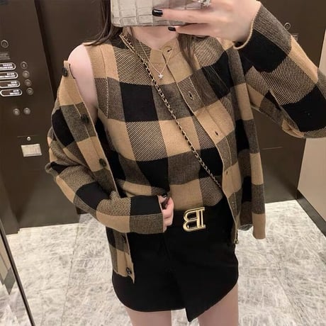 check cardigan