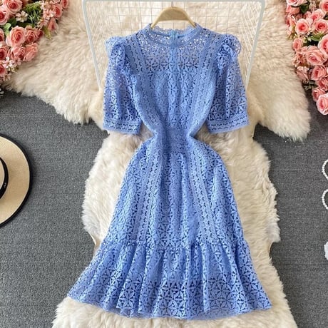 Puff sleeve lace onepiece