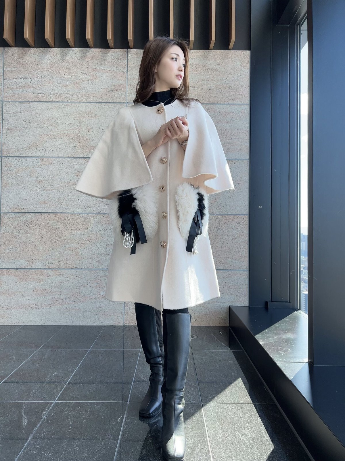 即納】fox fur cape coat | BrillantSelect Store