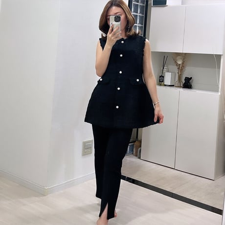 pearl button gilet