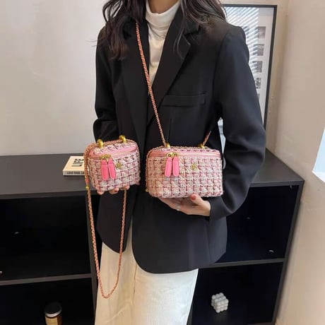 flower point tweed mini bag