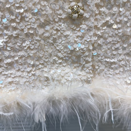 sequins sleeveless feather tops
