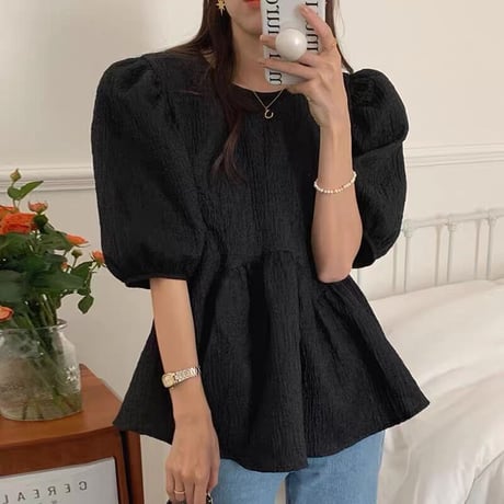 Puff sleeve peplum tops