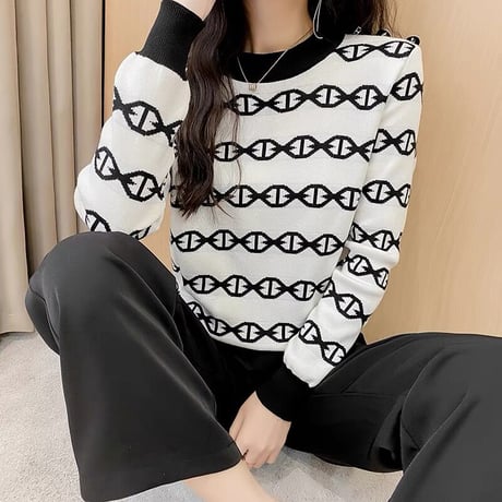 チェーン柄ニット