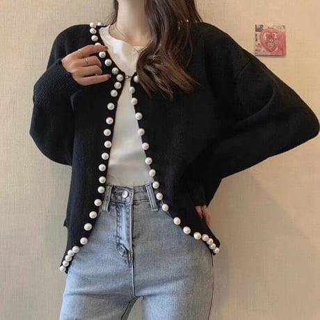 【即納あり】pearl cardigan