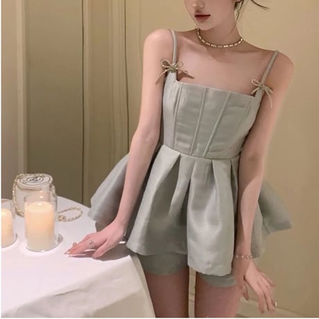 ribbon camisole short pants setup
