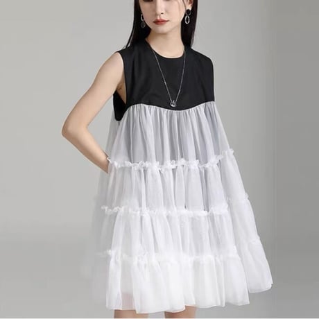 bi-color tulle t-shirt
