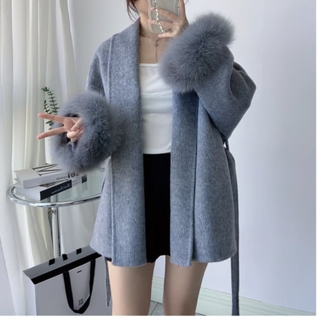sleeve fox fur coat