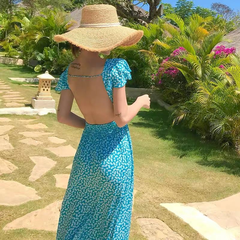 小花柄背中あきワンピース | BrillantSelect Store