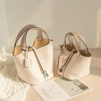 【即納】pu leather stitch cube bag