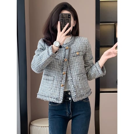 gold button tweed jacket